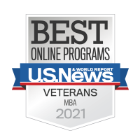 Best Online Programs, U.S. News & World Report, Veterans MBA 2021.