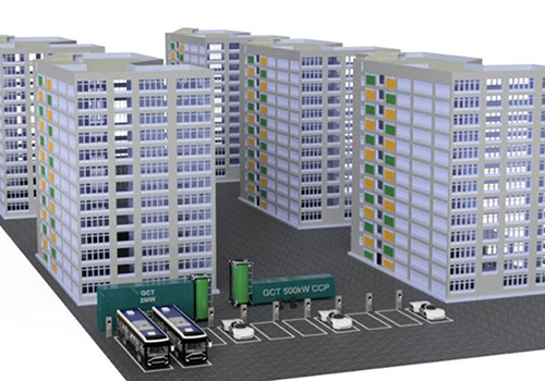 Illustration of EV charging stations.