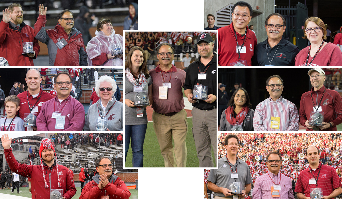 Provost Bernardo congratulated 13 Featured Faculty members during Cougar football games this year.