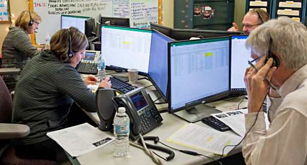Faculty taking phone calls
