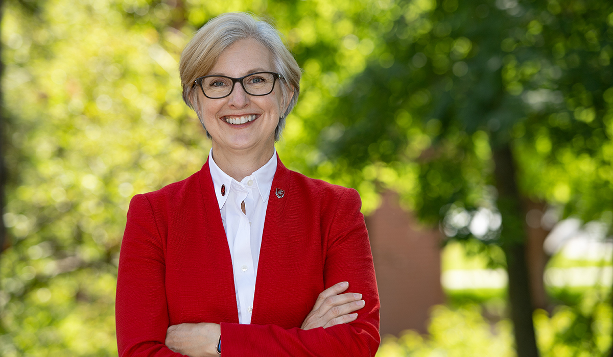 Closeup of Provost Elizabeth Chilton.